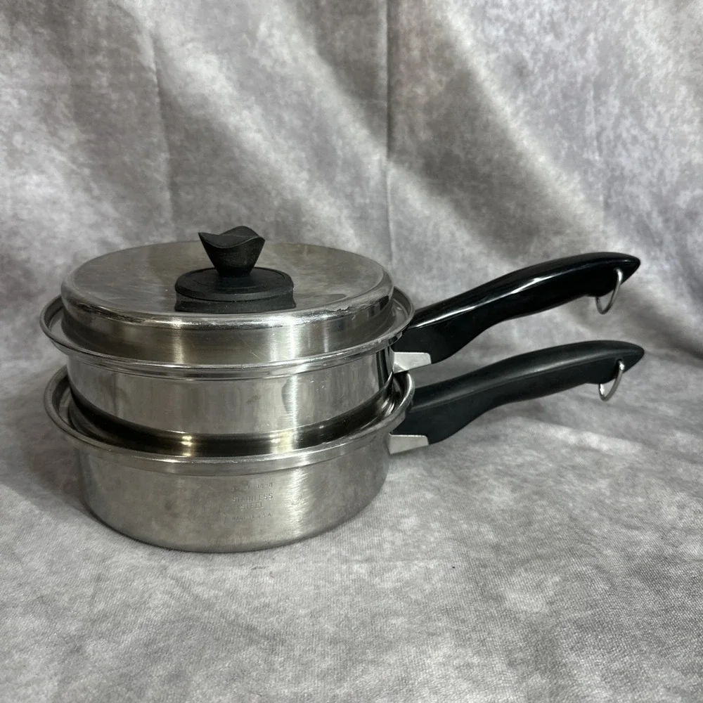 Colonial Ware‎ Steamer Sauce Pot Pan & Lid 3 Ply 18/8 Stainless Steel
